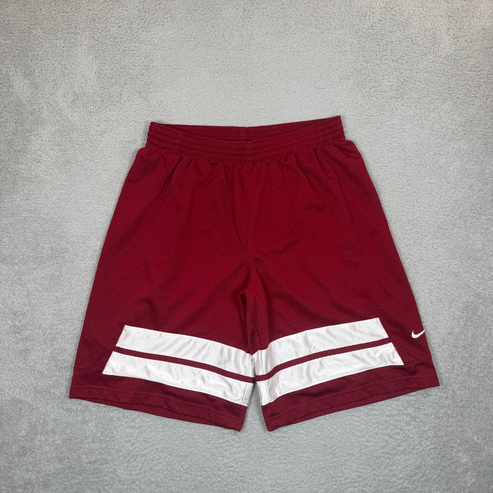 Vintage Nike Mens Basketball Shorts XXL Maroon Burgundy Mesh Striped Athletic